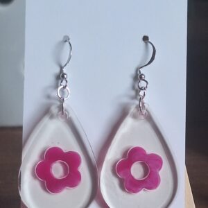 Boucles d'oreilles fleurs en resine